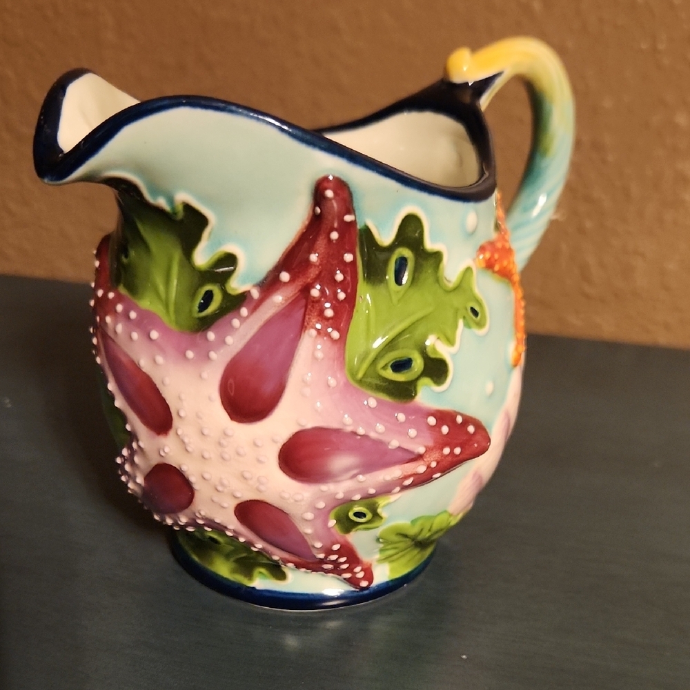 Blue Sky J McCall Starfish Ceramic Creamer Pitcher Vase Jug - Picture 4 of 9